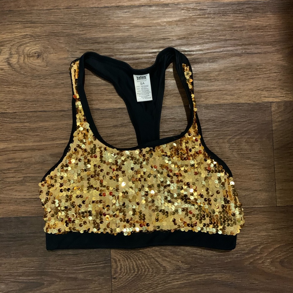 Sparkly CU boulder sports bra